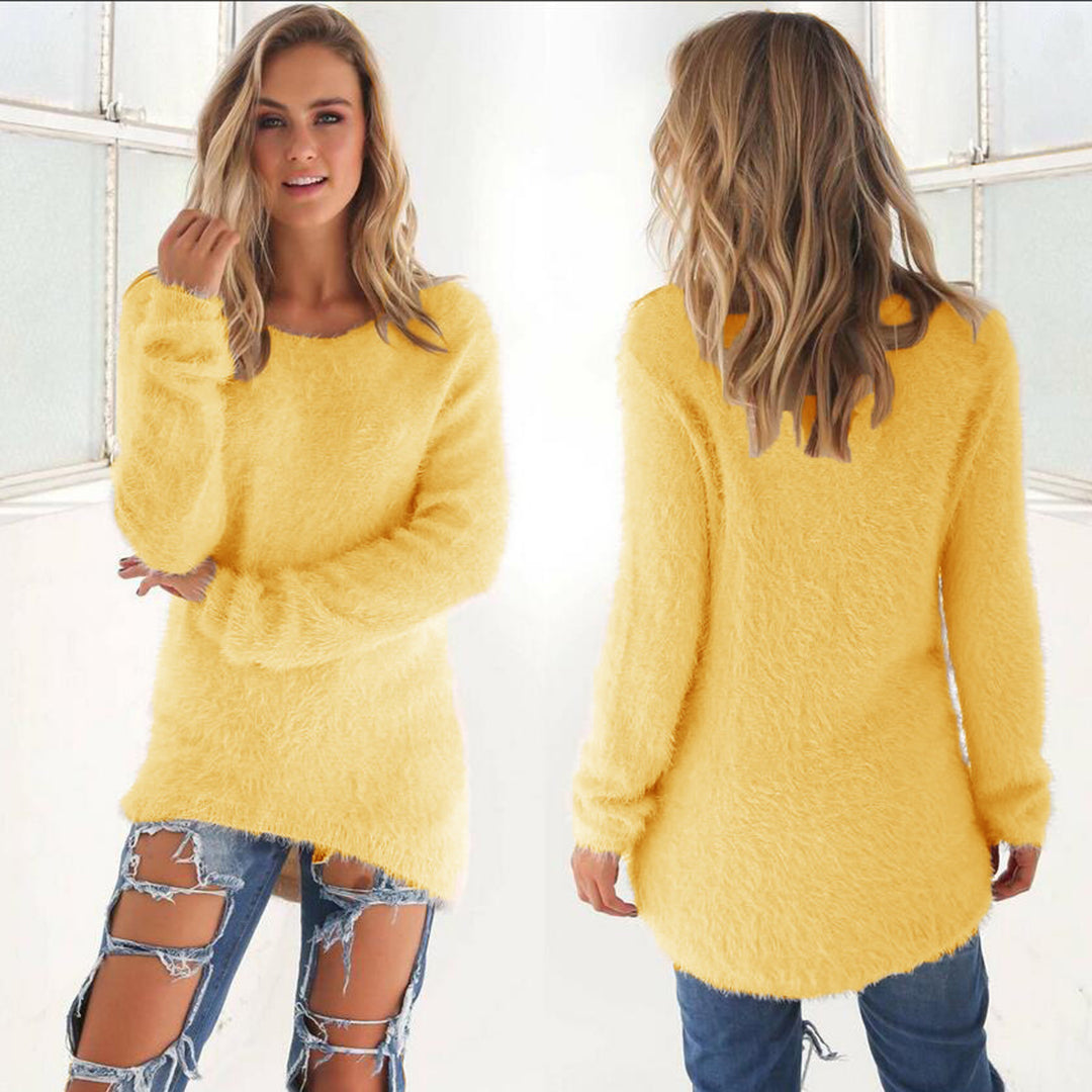 Amelia | Dames wintertrui met pluizige textuur en ronde hals