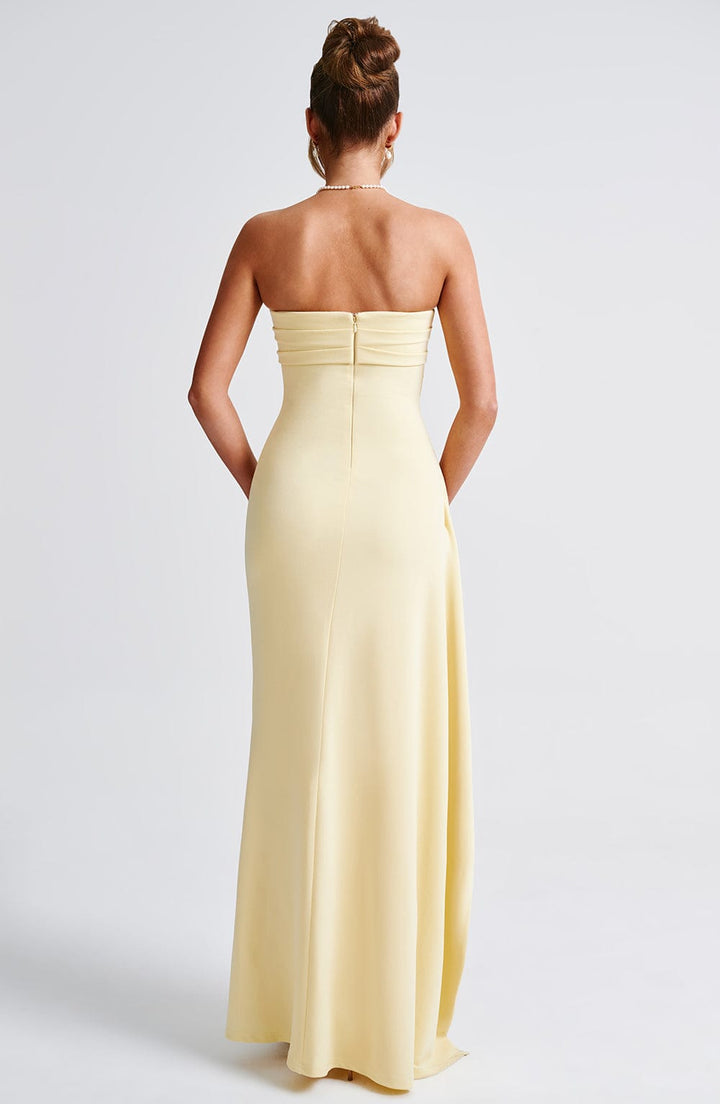 YunaWear | Elegante Lemon Maxi-Jurk