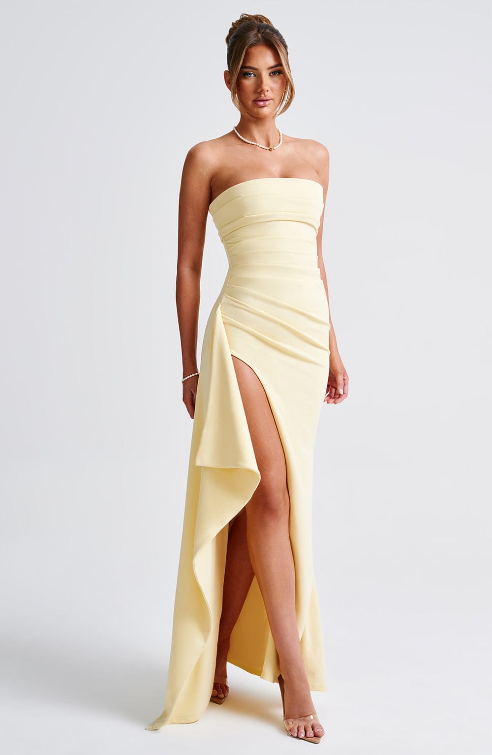 YunaWear | Elegante Lemon Maxi-Jurk