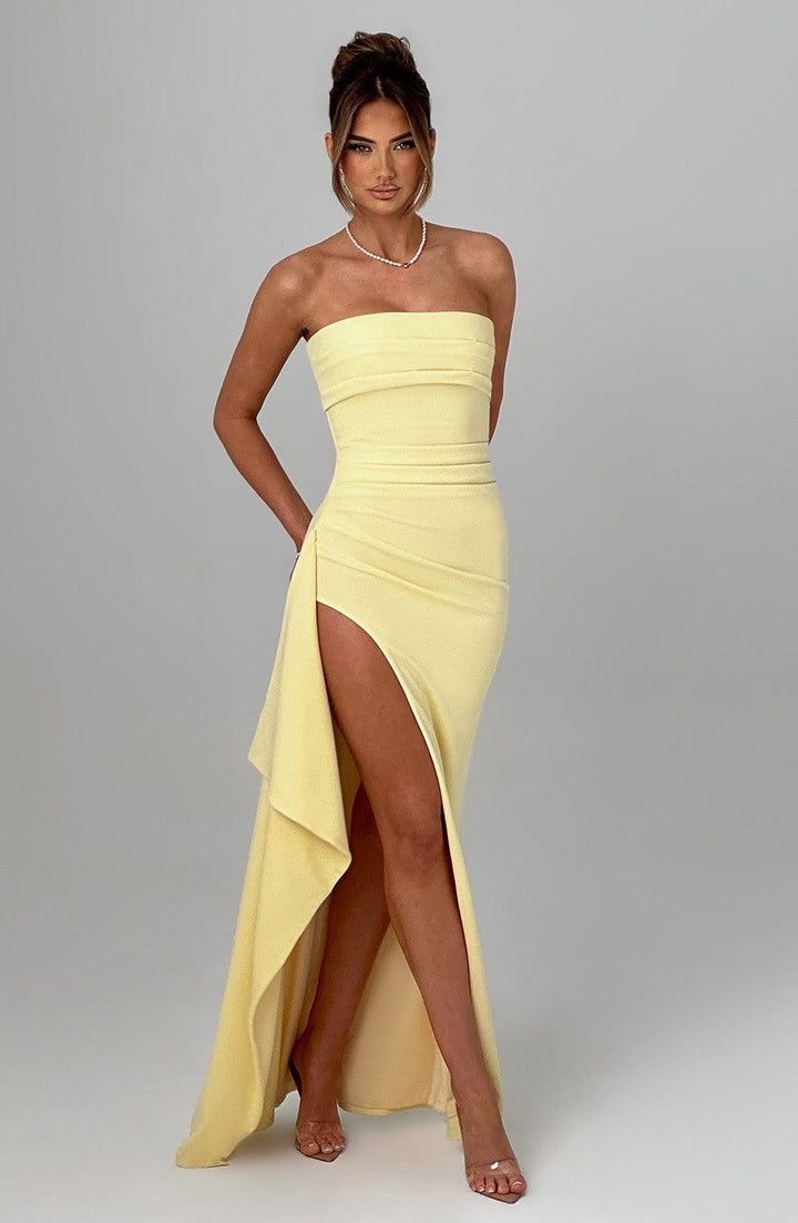 YunaWear | Elegante Lemon Maxi-Jurk